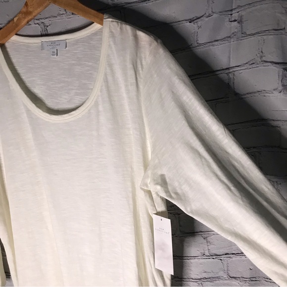 New Directions Curvy Tee Shirt 1X Cream Off White NEW - Picture 7 of 8